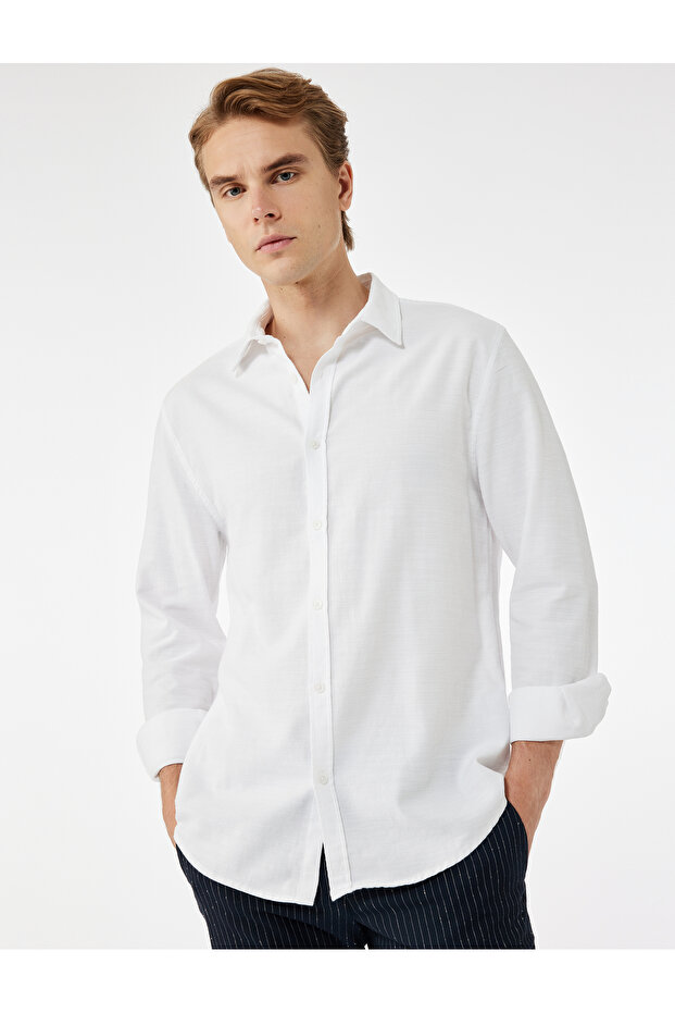 Cotton Long Sleeve Classic Collar Slim Fit Shirt