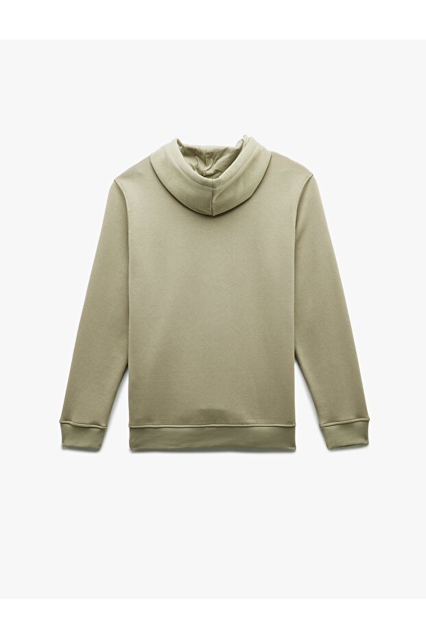 Şardonlu Uzun Kollu Basic Kapşonlu Sweatshirt - 4