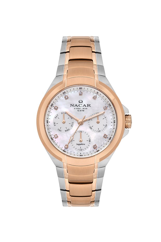 Sapphire Glass Sport Silver - Rose Women's Wristwatch Nc28- 392322 -Esm