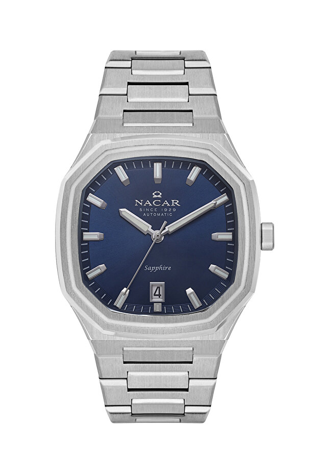Sapphire Glass Silver - Blue Men's Wristwatch Nc34-290607-Alm
