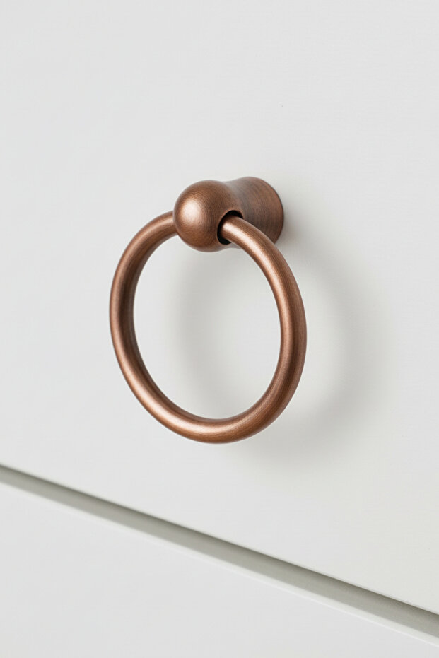 Ring Pendulum Furniture Handle - Single Screw - 60 mm Antique Copper Cabinet and Drawer Handle