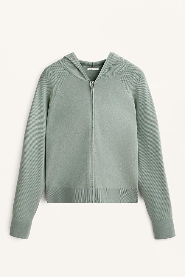 Kapüşonlu triko ceket - 7