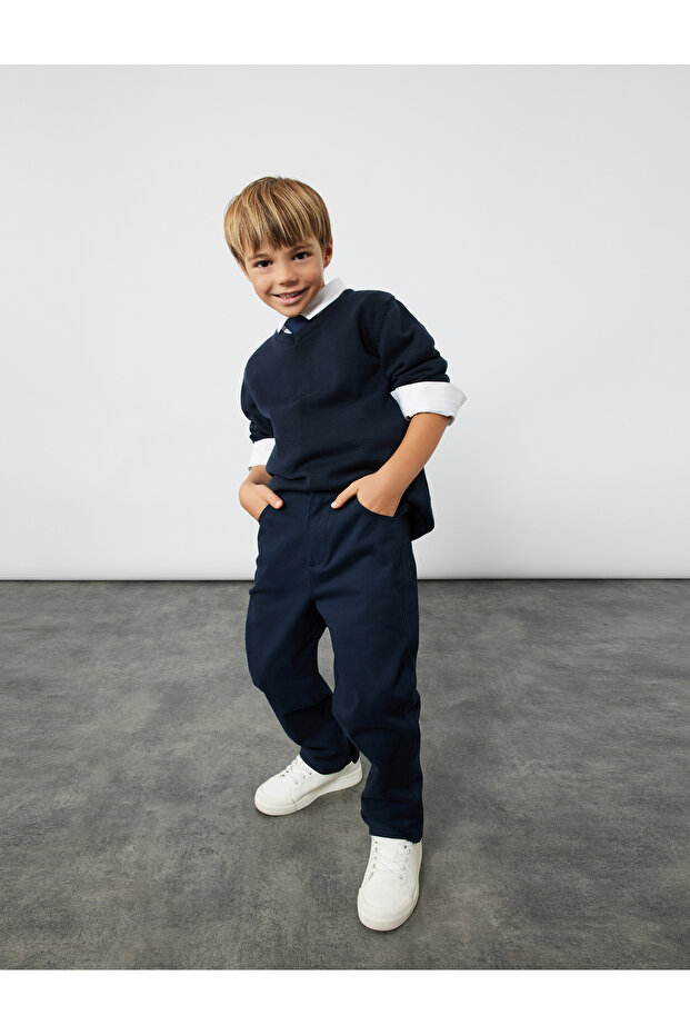 Cotton Button Pocket Detailed Basic Trousers