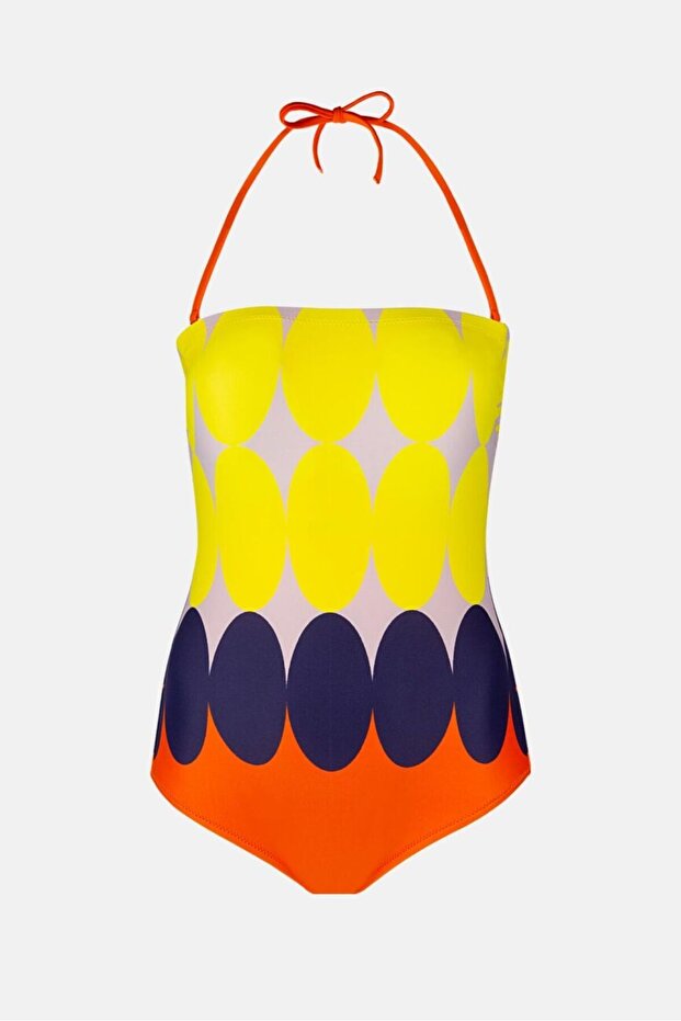 4308 Sarı Desenli Straplez Mayo - 4