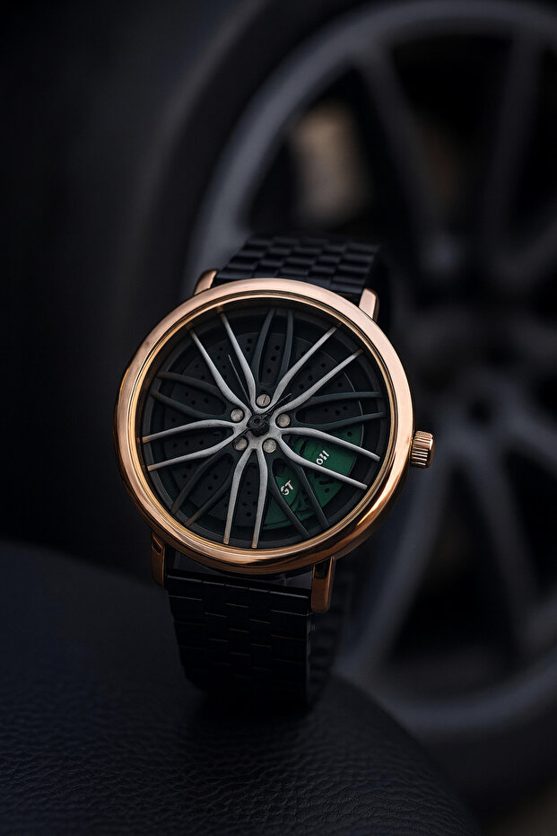 Metal Adjustable Cord Car Wheel Model Men's Wristwatch