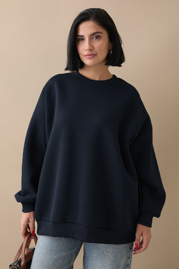 Şardonlu Basic Lacivert Sweat - 1