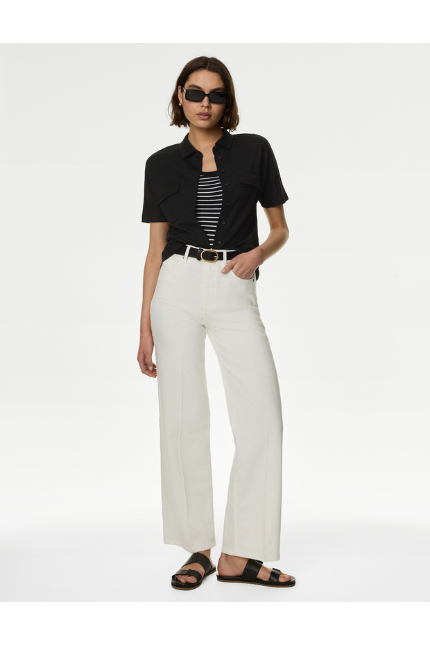 Kısa Kollu Örme Gömlek - 1