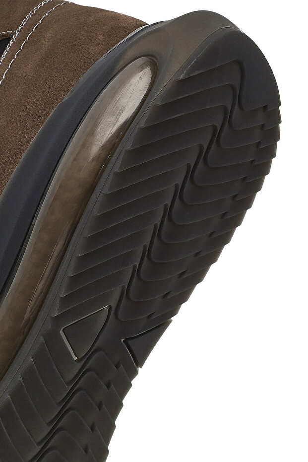 Erkek Vizon Bağcıklı Kalın Tabanlı Nubuk Deri Sneaker,Kışlık Spor Ayakkabı 25WFD6821V3 - 8