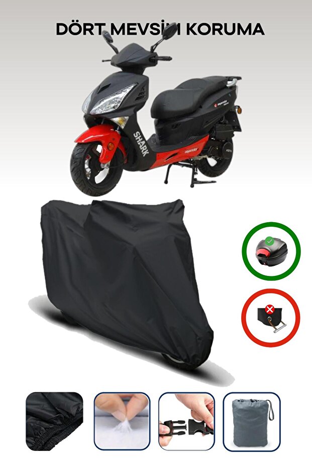 Black Asia as 150 t 6A Rear Pouch Compatible Motorcycle Tarpaulin Waterproof Durable Fabric