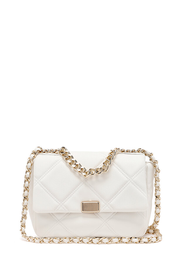 Women's Cream Long Strap Quilted Crossbody Bag 25Abd2709Kp