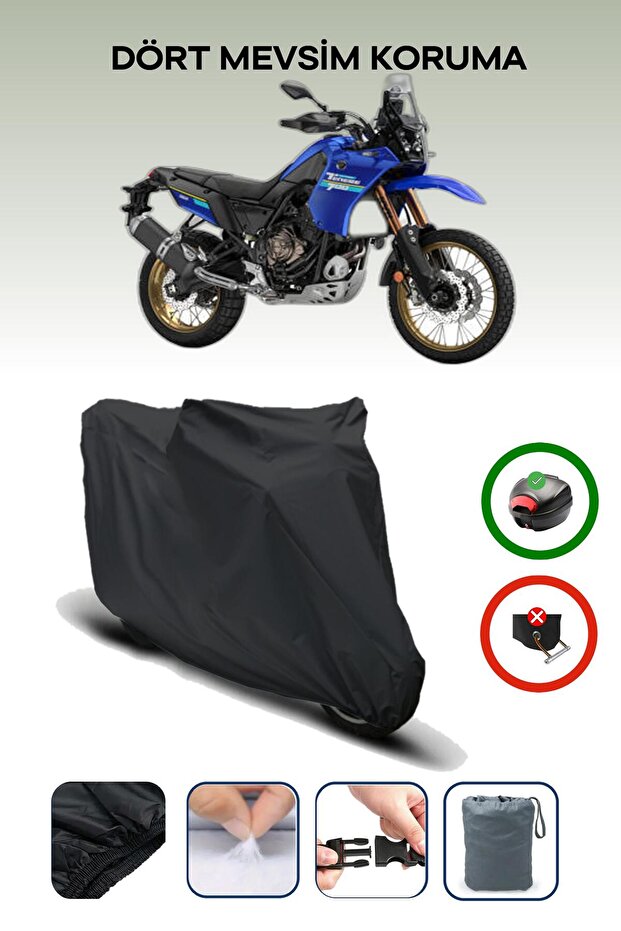 Black Yamaha Tenere 700 Extreme Rear Bag Compatible Motorcycle Tarpaulin Waterproof Durable Fabric