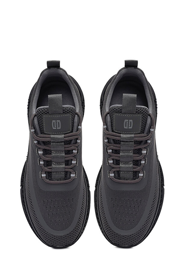 Zero Erkek Gri Kalın Tabanlı Bağcıklı Kumaş Sneaker,Kışlık Spor Ayakkabı 25WFD69106F - 7