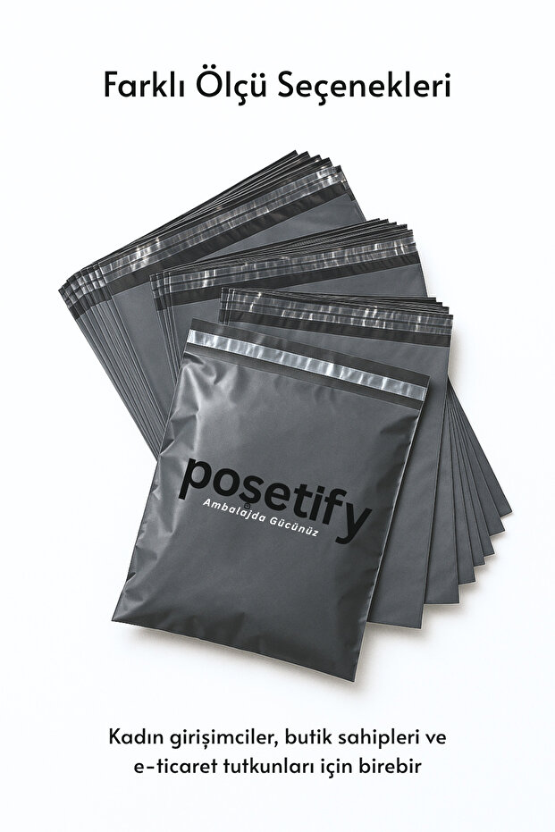 Cepsiz Kargo Poşeti 17X23x4 cm | 1000 Adet | E-Ticaret Poşeti | Gri | Yapışkan Bantlı Kargo Zarfı - 7