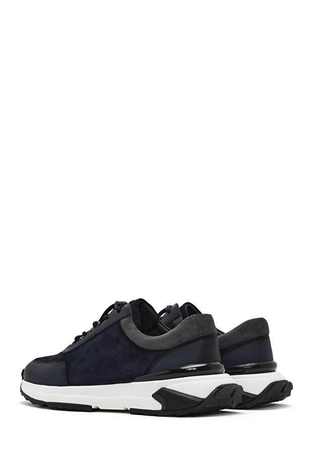 Erkek Lacivert Kalın Tabanlı Bağcıklı Süet Deri Sneaker 25SFD694610 - 5