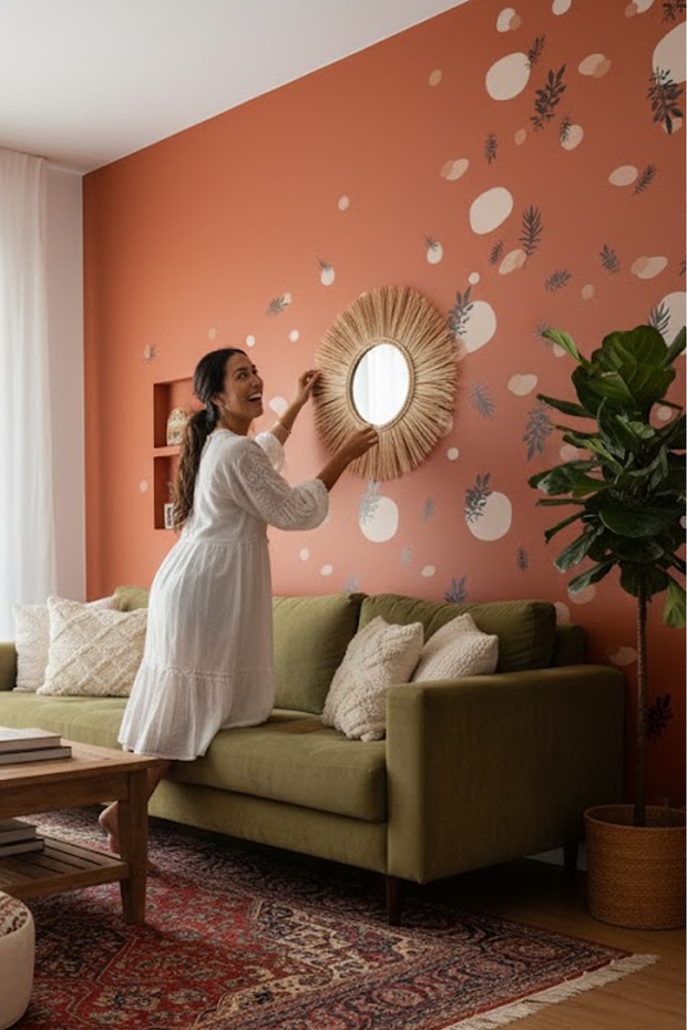 Boho Çiçekler Modern Duvar Sticker Seti - 5