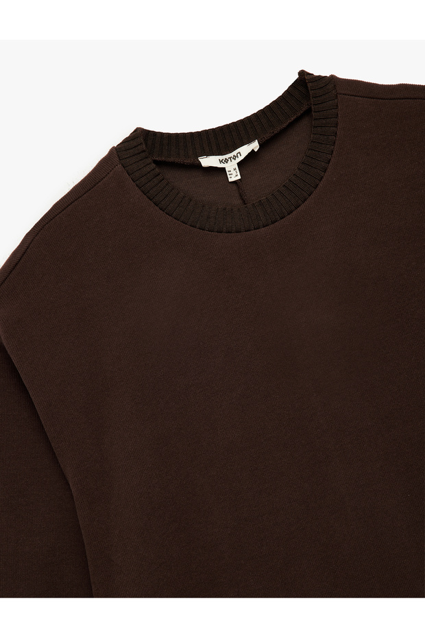 Long Sleeve Crew Neck Basic Sweatshirt - 5