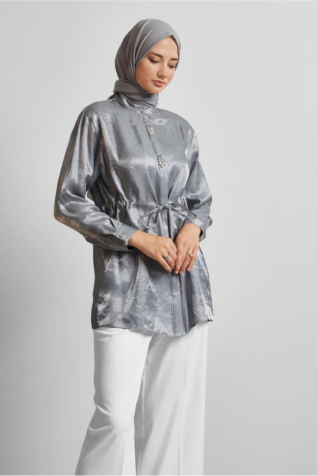 Satin Tunic with Tie Waist 45610