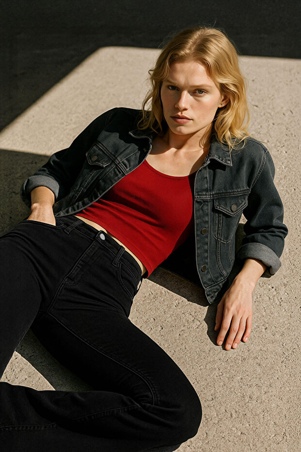 Women's Spanish Leg Skinny Fit Black Jean Trousers
