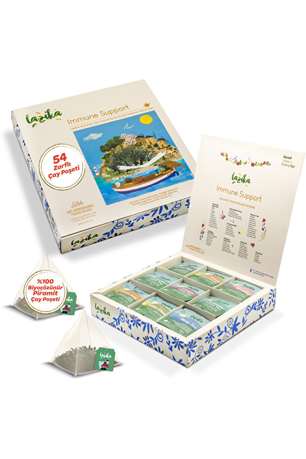 Winter Friendly Herbal Tea Set (54 Pyramid Tea Bags)-Gift, Premium Collection, Handmade