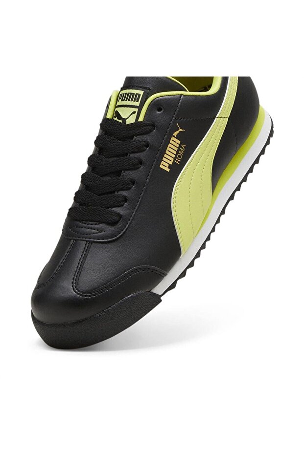 Roma Basic +-PUMA Black-Lime Sheen Günlük Spor Ayakkabısı - 2