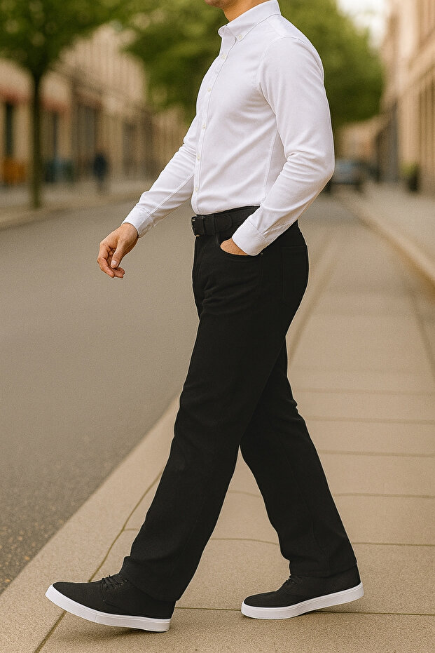 Vysoce kvalitní džíny Marcus Hunter s vysokým pasem a pružným pytlovitým střihem - C346-černé - 3