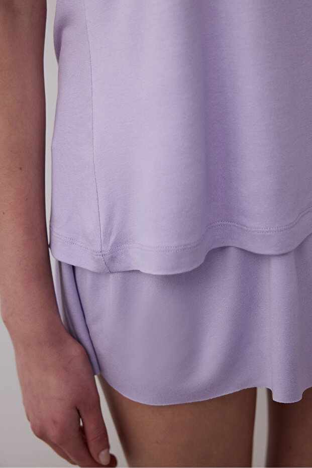 Bon Vivant Şortlu Lila Pijama Takımı - 3