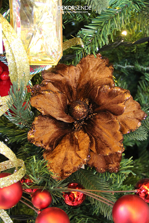 Artificial Velvet Flower Pansy Brown 30 cm