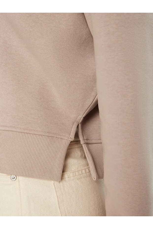 Kadın Gri Kapüşonsuz Sweatshirt - 4