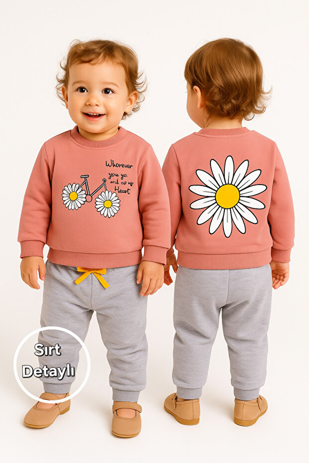 Daisy Bicycle Printed Baby Girl Bottom Top Set