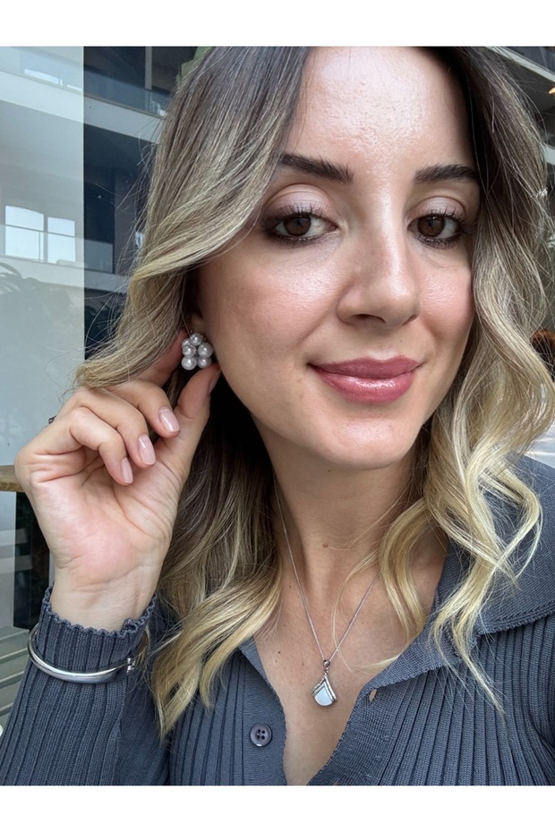 İncili Top Çiçek Küpe - 3