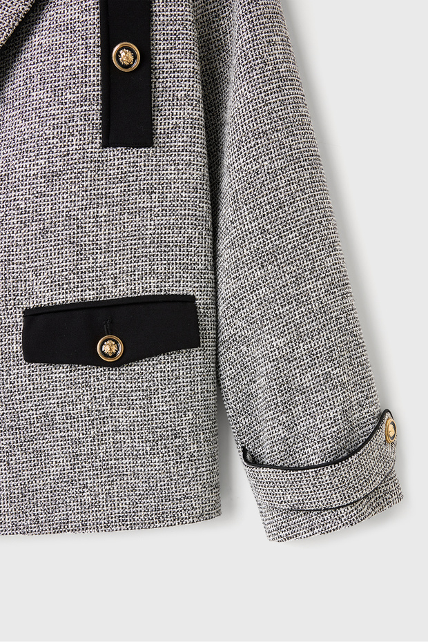 667 جاكيت أسود منقوش باللونين الأبيض والأسود - 2