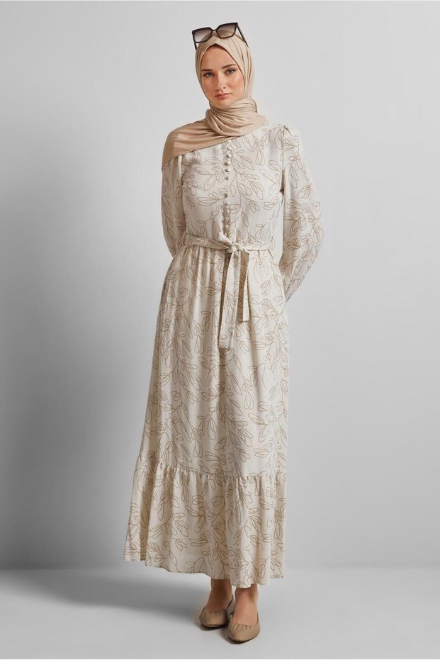 Belted Linen Dress 45726
