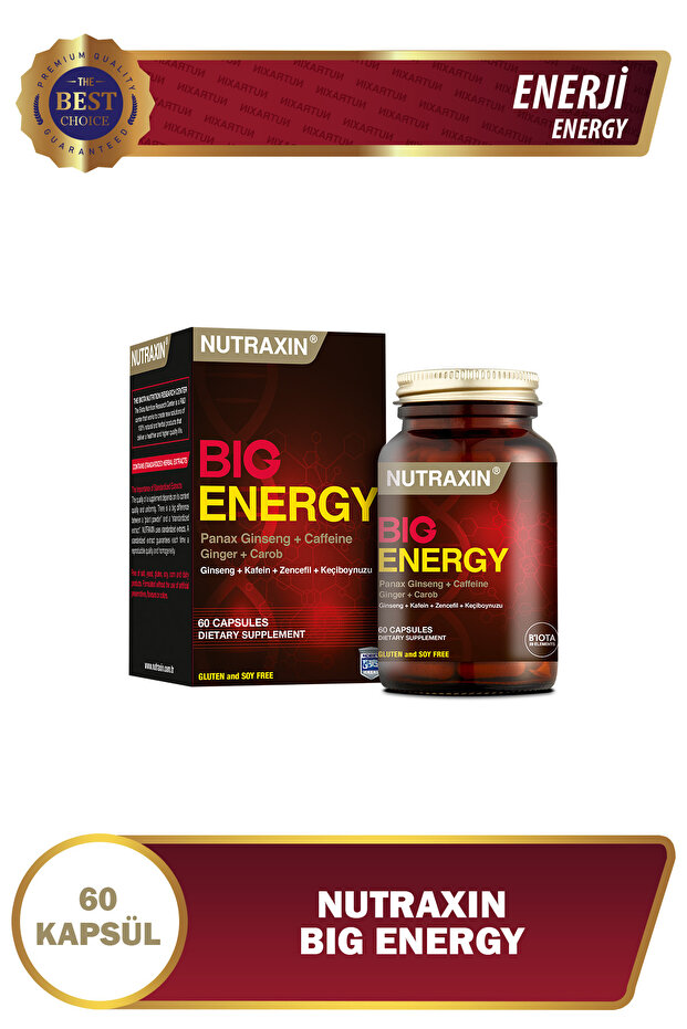 Big Energy - Vitamin Supplement 60 Tablets - Caffeine Panax Ginseng Elderberry Ginger