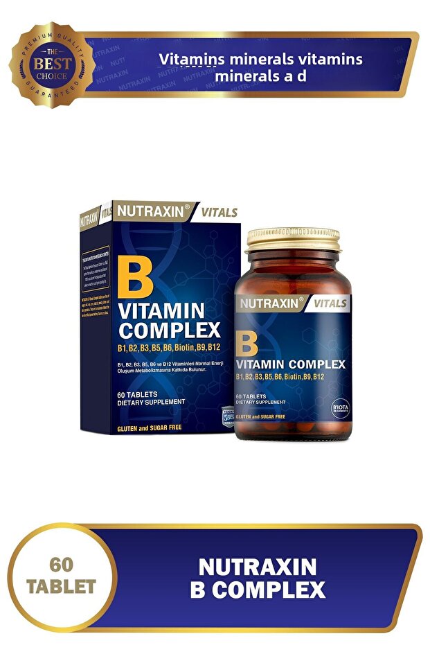 B Complex Vitamin 60 Tablets B1, B2, B3, B5, B6, B12