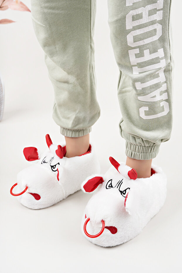 Yumuşak Taban Sevimli Hayvan Panduf Beyaz - 2