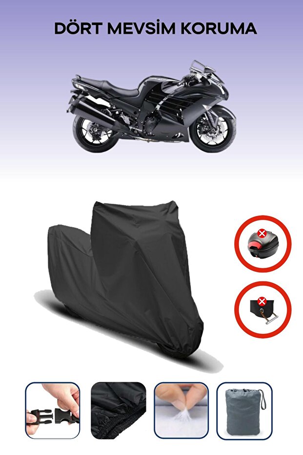 FOR Kawasaki ZZR 1400 ABS BLACK MOTORCYCLE BRAND REAR BAG UNCOMPATIBLE
