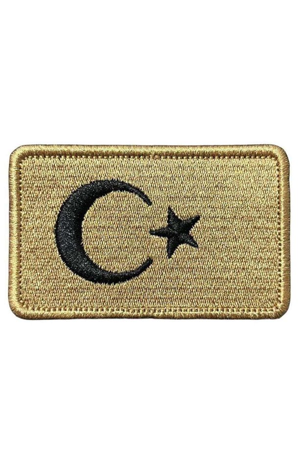 Tan Rengi Türk Bayrağı Patch Peç Arma 8 X 5 Cm