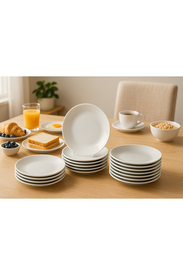 Porcelain Plate Set, 12 Pieces, Multi-purpose for Serving, 15 cm