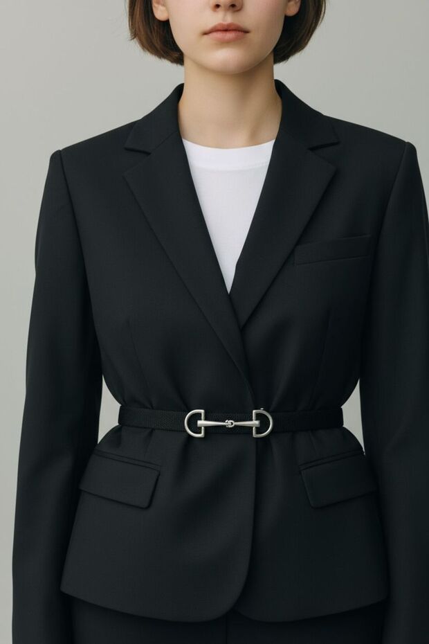 Women's Design Buckle Thin Black Belt 1St Quality Material Pants Belt,Dress Belt,Jacket Belt