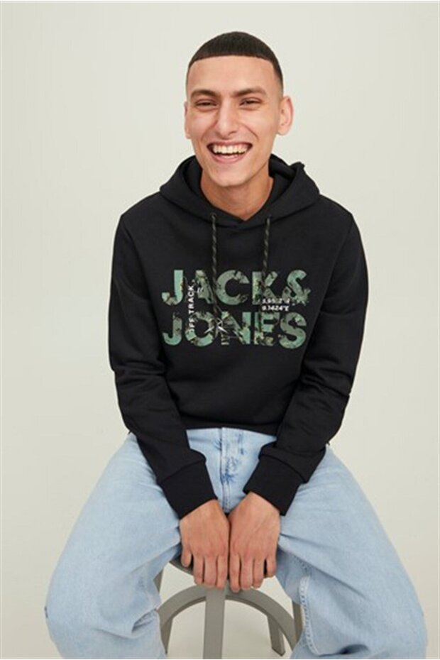 Kapüsonlu Baskili Sweatshirt - 4