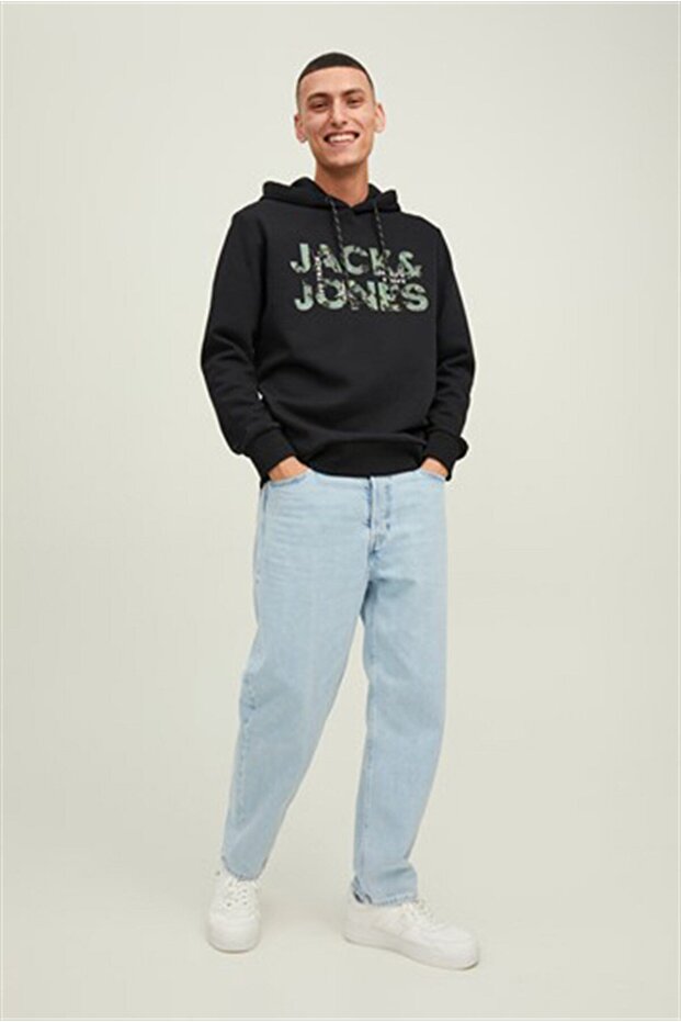 Kapüsonlu Baskili Sweatshirt - 1