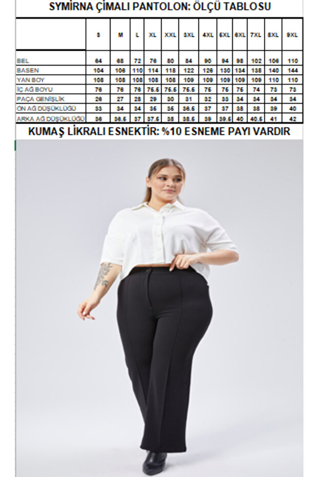 magas derekú bő lábcipzáras molett női nadrág - 7