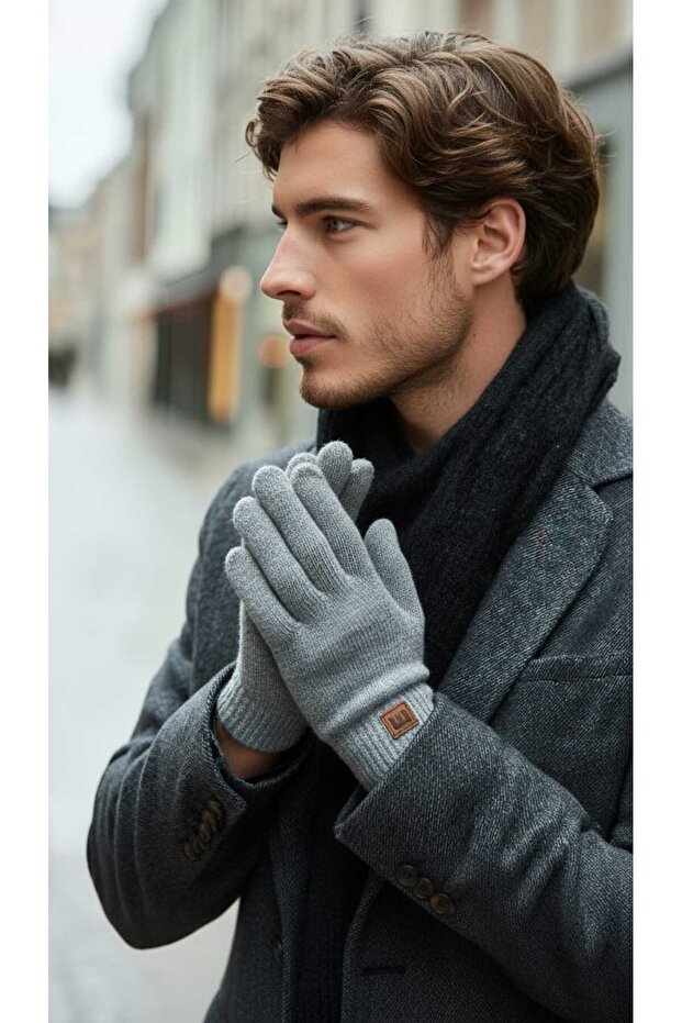 Erkek Düz Angora Eldiven - 1