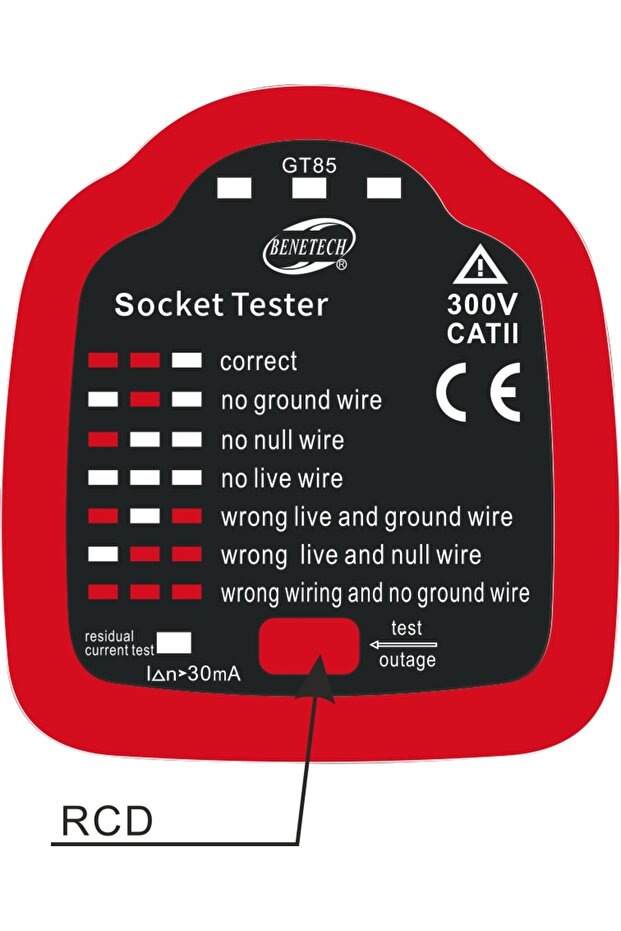 230V mains socket tester with RCD function - 4
