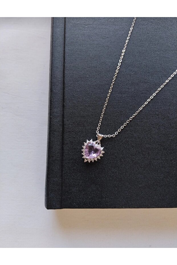 Çelik Pembe Kalp Kolye (GÜMÜŞ) - 1