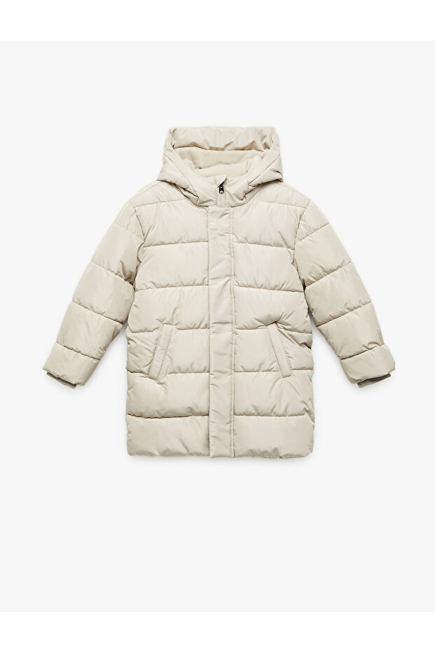 Long Sleeve Pocket Hooded Puffer Jacket