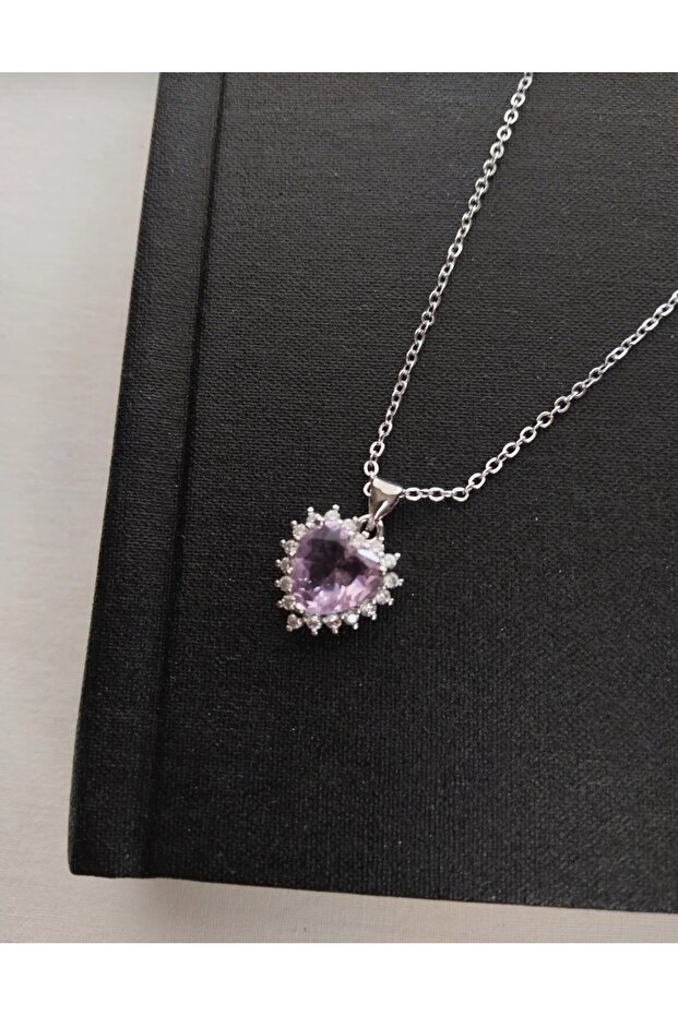 Çelik Pembe Kalp Kolye (GÜMÜŞ) - 2