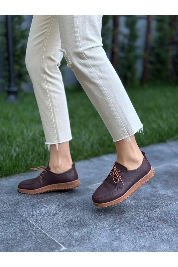 Brown Leather Women's Casual Shoes