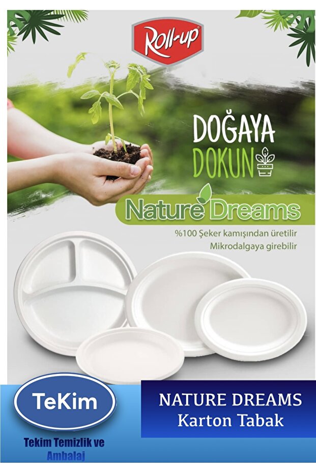 Nature Ekolojik Karton Kağıt Tek Kullanımlık Tabak 3 Bölmeli 26cm - 25 Adet - 4