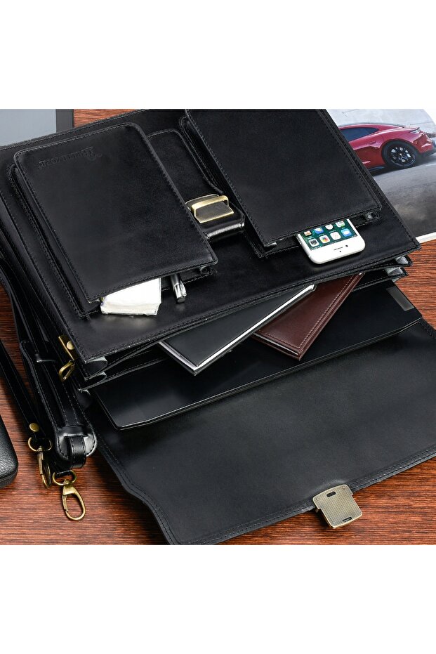 Men's leather briefcase premium document folder - 2